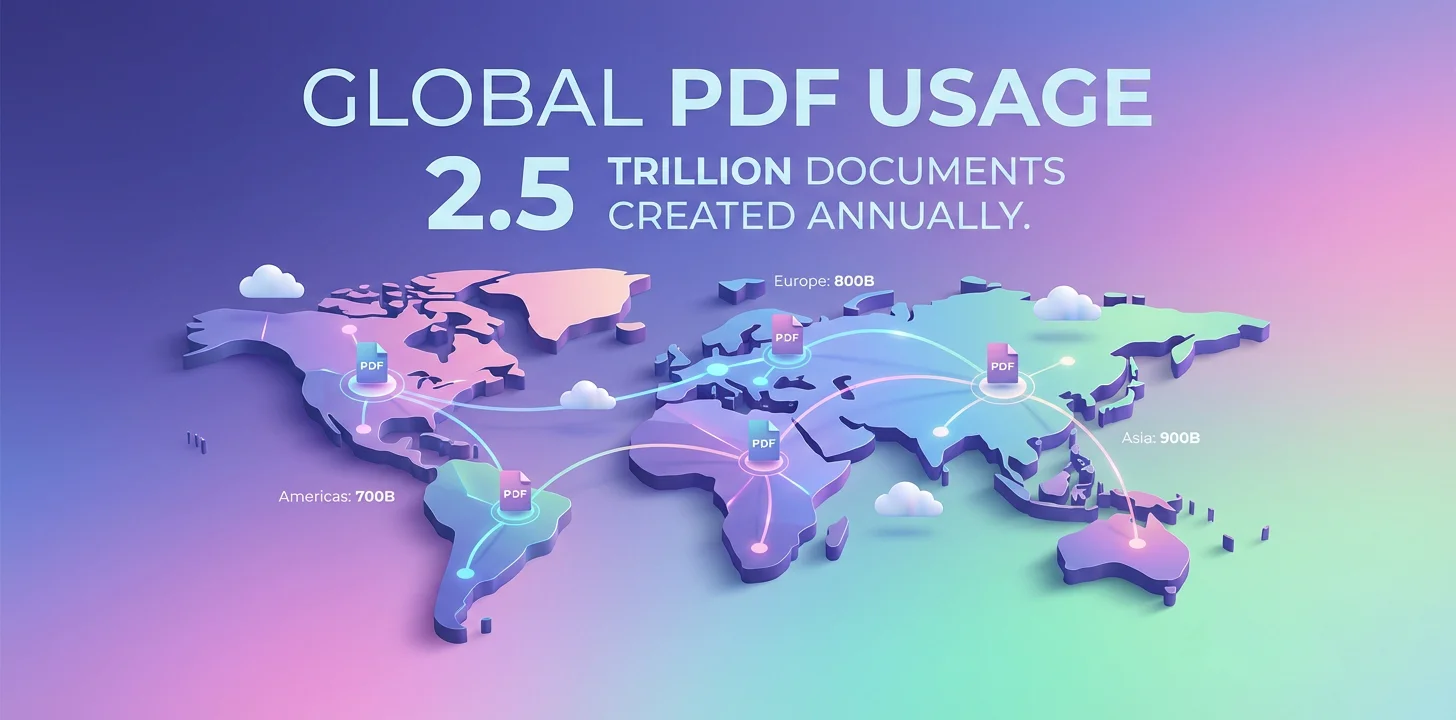 Ramani ya kimataifa inayoonyesha takwimu za matumizi ya PDF: hati trilioni 2.5 zinaundwa kila mwaka duniani kote